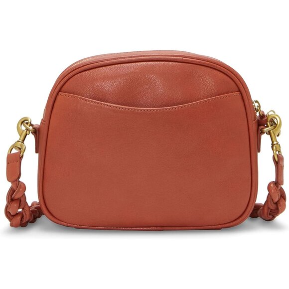 Women’s Leather Crossbody Bag Small Zipper Closure Braided Strap - Picture 2 of 5